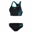 Speedo Women's Placement Racerback 2 Piece Swimsuit Black/Green